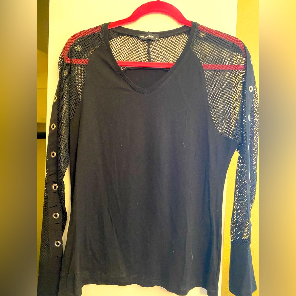 Goth/Punk black fishnet top, New w/o tags. XL.
